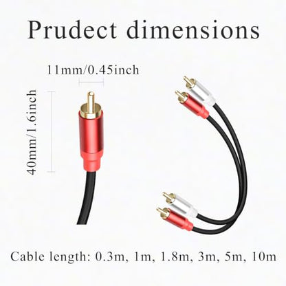 2-Pack 1FT Short 2RCA to 2RCA Stereo Audio Cable | DuMale to Male Interconnect for Home Theater, Speakers Receivers