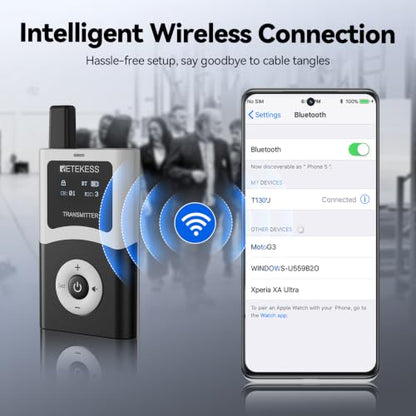 Retekess T130U(4nd Gen T130)Tour Guide System,Tour Guide Headsets(2TX 32RX) | for Factory,Travel,Clear Sound Quality,200M,Digital Mode, Wireless Connection,32-Slot Charge Case,40H,Less Interference Voice - style: 2-32