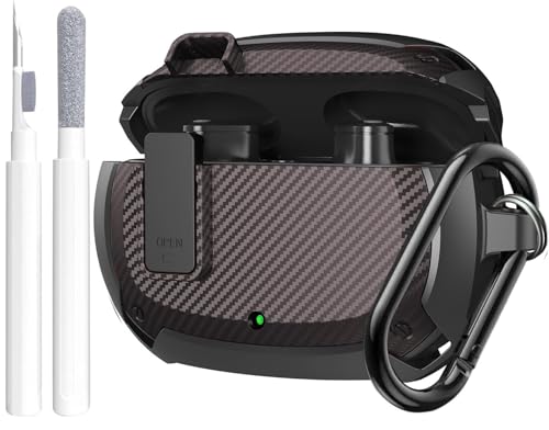 Compatible with Beats Studio Buds/Buds+ Case Cover 2021/2023, [Secure Lock] Cool Beats Studio Buds Plus Protective Shell Men Women with Keychain for New Beats Studio Ear Buds Case - Black[CASE ONLY] - color: Black - 1