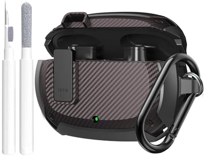 Compatible with Beats Studio Buds/Buds+ Case Cover 2021/2023, [Secure Lock] Cool Beats Studio Buds Plus Protective Shell Men Women with Keychain for New Beats Studio Ear Buds Case - Black[CASE ONLY] - color: Black - 1