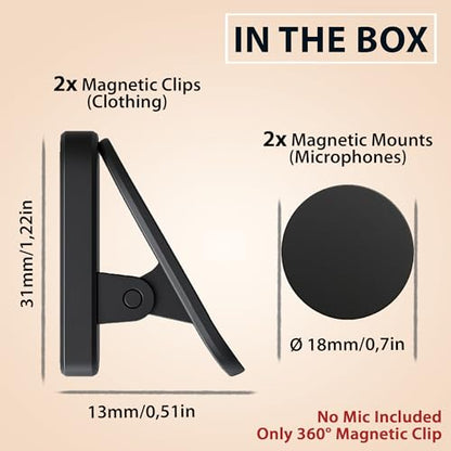 Magnetic Clip for Wireless Lavalier Microphone – 360° Strong Mic Magnet Mount for Mini Mic Pro, MAYBESTA, Bulatry, PQRQP – Invisible Hands-Free Mic Holder for Shirt, Jacket, Collar