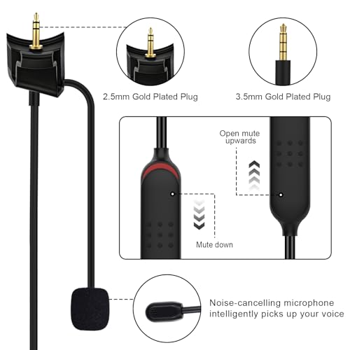 QC35 Mic Replacement Compatible with Bose QC35 & QC35 II Headphones, Detachable Boom mic 2.5mm to 3.5mm with Mute Switch for Xbox One, PS4, PS5, PC (4 FT)