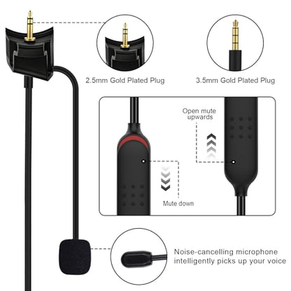 QC35 Mic Replacement Compatible with Bose QC35 & QC35 II Headphones, Detachable Boom mic 2.5mm to 3.5mm with Mute Switch for Xbox One, PS4, PS5, PC (4 FT)