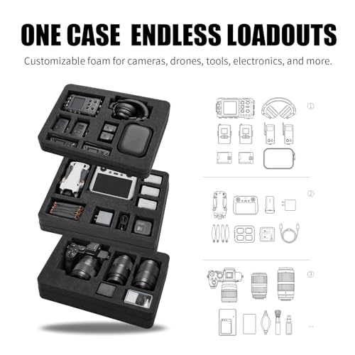 Waterproof Hard Case with Foam 16.5 x 13 x 6.9 Inch, IP67 Hard Storage Case with Customizable Foam Insert, Protective Storage Case for Microphone, Camera, Electronics, Drone, Tools & Equipment - size: 16 inch Pluck Foam