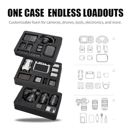 Waterproof Hard Case with Foam 16.5 x 13 x 6.9 Inch, IP67 Hard Storage Case with Customizable Foam Insert, Protective Storage Case for Microphone, Camera, Electronics, Drone, Tools & Equipment - size: 16 inch Pluck Foam