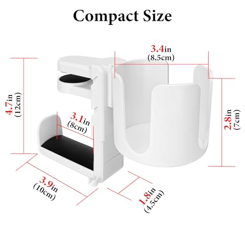 GEEKRIA 2 in 1 Headphone Hanger&Desk Cup Holder, Under Desk Clamp Rotatable Headset Compatible with Sennheiser, Bose, Beats, Razer, HyperX, Sony, Suitable for Coffee Mugs, Water Cups (White) - color: White