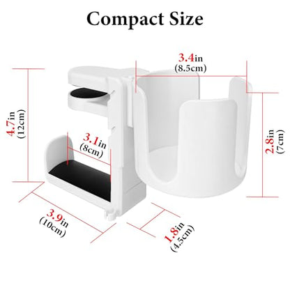 GEEKRIA 2 in 1 Headphone Hanger&Desk Cup Holder, Under Desk Clamp Rotatable Headset Compatible with Sennheiser, Bose, Beats, Razer, HyperX, Sony, Suitable for Coffee Mugs, Water Cups (White) - color: White