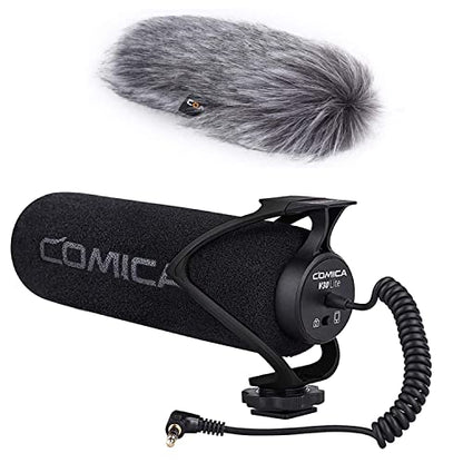 COMICA CVM-V30 LITE B Video Microphone,Super-Cardioid Condenser On-Camera Shotgun Microphone for Canon Nikon Sony Panasonic DSLR Cameras,Mic for iPhone Android(with Windmuff)