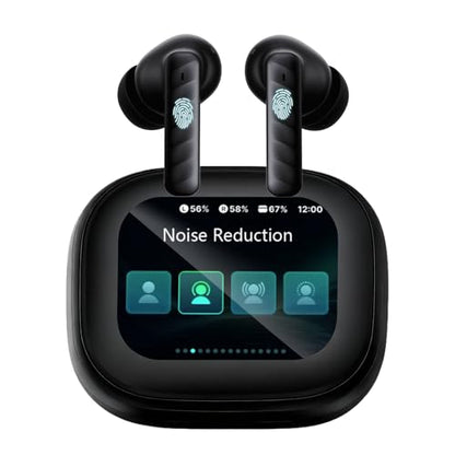 Touch Screen Earbuds, Wireless Bluetooth in-Ear Headphones with ANC Noise Cancelling, 60H Playtime, IPX5 Waterproof for Sports Gym Work Travel - color: Black