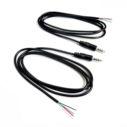 2-Pack 3.5mm 4 Pole Male Plug to Bare Wire Audio Cable Repair 96cm