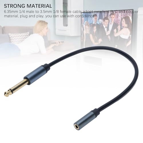 Diyeeni 6.35mm to 3.5mm Headphone Adapter, 1/4 Male to 1/8 Female Stereo Jack Cable, Gold Plated Copper Core 30cm PVC Extension Cord for Guitar, Piano, Amp, Headphones, Smartphone, Tablet