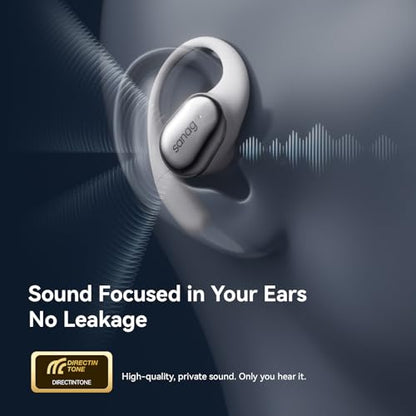 Sanag Open-Ear Wireless Earbuds Bluetooth 5.4 with Secure Earhooks - 56H Playtime, HiFi Deep Bass, Clear Calls, IPX4 Waterproof, Sports Running Workout Earphones with APP Control, Black (C16S-White)
