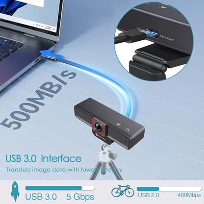 Angetube 4K AI Webcam for PC, AI-Trackig Computer Web Camera for Desktop - color: Black