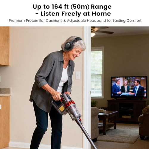 SIMOLIO TV Headphones Wireless for Seniors, 2-in-1 RF & Bluetooth Headsets