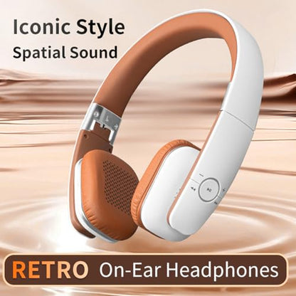 Over Ear Headphones, 6.0, Foldable Wireless Stereo Headset for Home Office Cellphone PC Ect. Lightweight Comfortable and Adjustable Design for Prolonged Wearing (White)