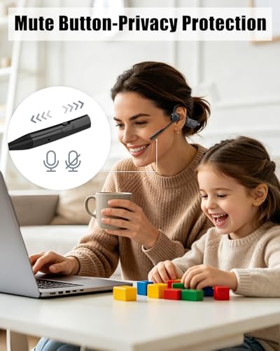 Open Ear Headphones with Mic, Bluetooth 5.1 Headset, aptX Low Latency | Air Conduction Headphone with Mute Button, Lightweight, USB A&C Dongle, Wireless Headset for Online Meeting/Call Center