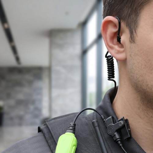 Yunseity Radio Earpiece, 2 Way Radio Headset with Acoustic Tube Noise Reduction Microphone Push to Talk, for TK TH KPG HYT 2 Pin Dual Pin 3.5mm .5mm