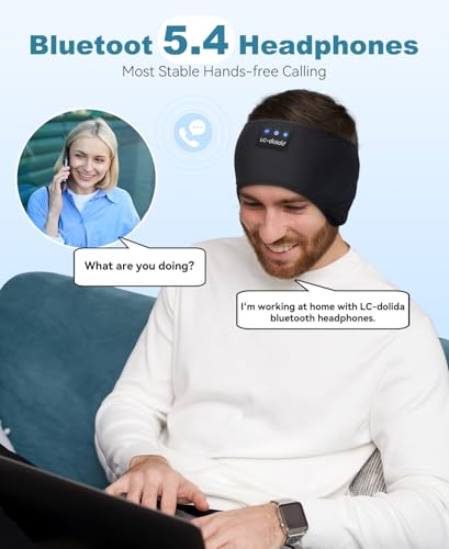 LC-dolida Sleep Headphones Bluetooth 5.4, Headband Headphones Earphones Wireless, Sleep Mask for Gifts,Workout,Jogging,Yoga(Ink) - color: Ink