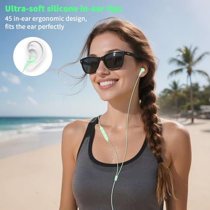 USB Earbuds with Microphone for PC Laptop,Wired USBA Headset,Green | in Ear Buds Noise Isolating Light Laptop Earphones,Headphones with Mic for Dell HP Computer PC Office Zoom Work Gaming School - color: Green