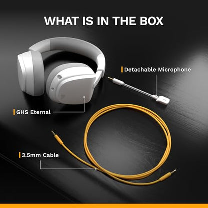 GLORIOUS GHS Eternal - Stereo Gaming Headset for PC, PS5, PS4, Xbox, Switch - Custom Tuned Angled Drivers, Adjustable Crystal Clear Detachable Mic, 3.5mm - Durable, All Day/Night Comfort - White - color: White