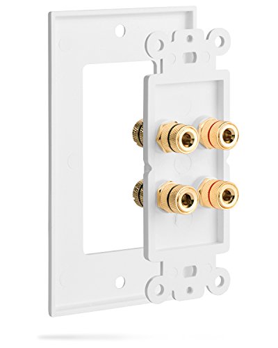 Fosmon Two Speaker Home Theater Banana Binding Post Coupler Wall Plate - size: 1 Pack
