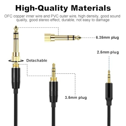 QC45 Coiled Audio Cable,Replacement Audio Cable Cord Compatible with Bose QC45/QC35/QC35 II/NC700 Headphones,2.5mm to 3.5mm(1/8") Extension Wire with 6.35mm(1/4") 6-16ft (Black) - color: Black