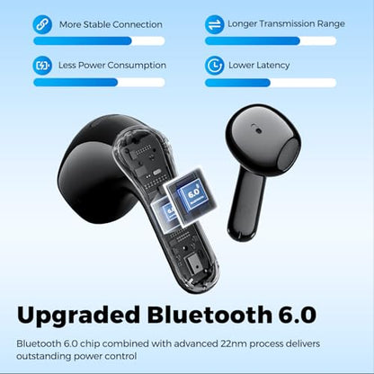 SoundPEATS Air6 HS LDAC Hi-Res Wireless Earbuds, Bluetooth 6.0, 13mm Driver | LDAC Hi-Res Audio Certified, 13mm Triple-Magnet Driver, 2MIC ENC, IPX5 Waterproof, Dynamic EQ, 45H, Bio-Composite Diaphragm - color: Black