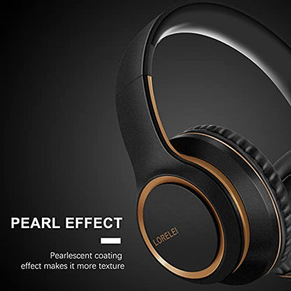 LORELEI X8 Over-Ear Wired Headphones with Microphone with 1.45m-Tangle-Free Nylon Line&3.5mm Plug,Lightweight Foldable & Portable Headphones for Smartphone,Tablet,Computer,Mp3/4(Black-Gold) - color: Black-Gold