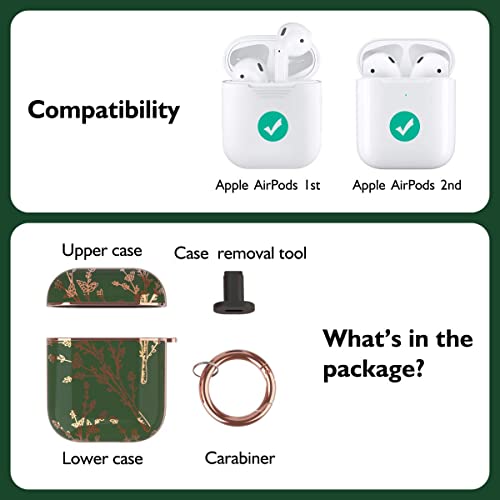 TATOFY Case Cover for AirPods 1&2, Elegant Cute Flower Patterns Protective Hard Case with Clip Keychain - color: Blue, size: AirPods 1 & 2