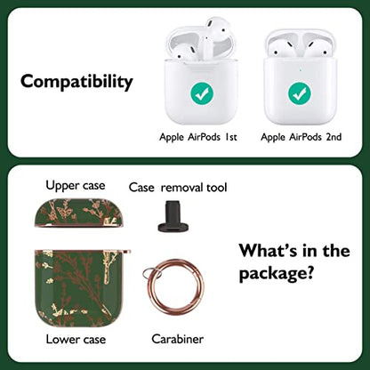 TATOFY Case Cover for AirPods 1&2, Elegant Cute Flower Patterns Protective Hard Case with Clip Keychain - color: Blue, size: AirPods 1 & 2