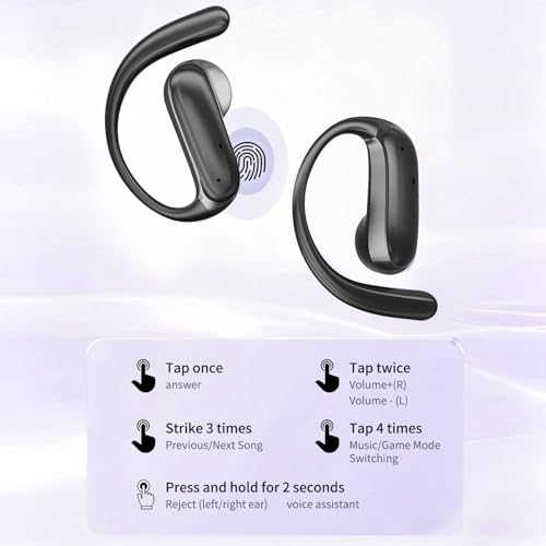Diydeg Wireless Earbuds, IP54 Waterproofing BT5.49 Sport Headphones with Earhooks, No Sound Leakage, Touch Control Earphones for Gym, Running, Meeting, Workout (Black) - color: Black