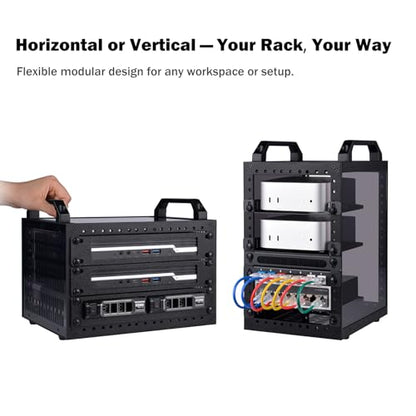 GeeekPi DeskPi RackMate TT Mini Server Rack for Mini PC, Network, Servers, Audio, and Video Equipment, 10 inch 3U/ 7 inch 5U Network Rack, 7.87 inch Depth - color: Black