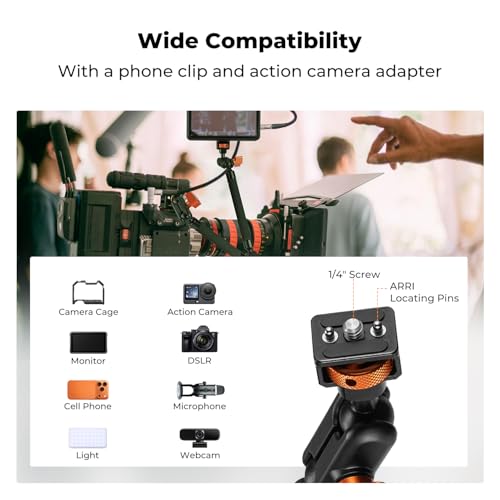 K&F CONCEPT 22" Magic Arm, Overhead Desk Camera Arm Mount, Long Articulating Friction Boom Arm for Phone, Action Camera, LED Light, Microphone