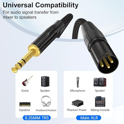 HOSONGIN XLR Male to 1/4 TRS Male Balanced Cable, 3 Feet - size: 3.3 Feet