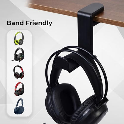Headphone Stand for Desk - Clamp On Headset Holder with 360° Rotation & Cable Management - Universal Desktop Headphone Hanger Hook for All Headsets - color: Black, style: 360 Degree rotateable