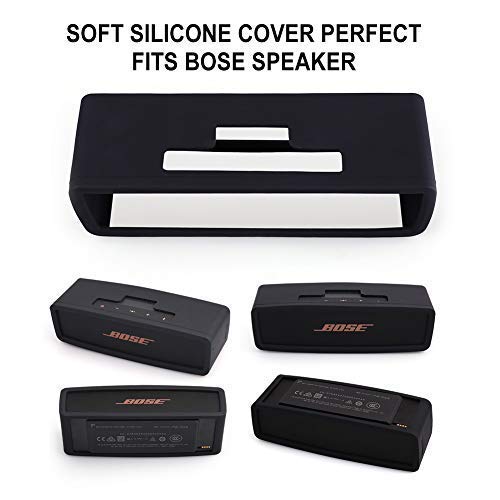LotFancy Hard Case Fits for Bose SoundLink Mini/Mini 2 Bluetooth Speaker with Soft Silicone Cover Mesh Pocket for Accessories, Black