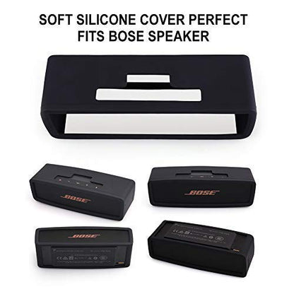 LotFancy Hard Case Fits for Bose SoundLink Mini/Mini 2 Bluetooth Speaker with Soft Silicone Cover Mesh Pocket for Accessories, Black