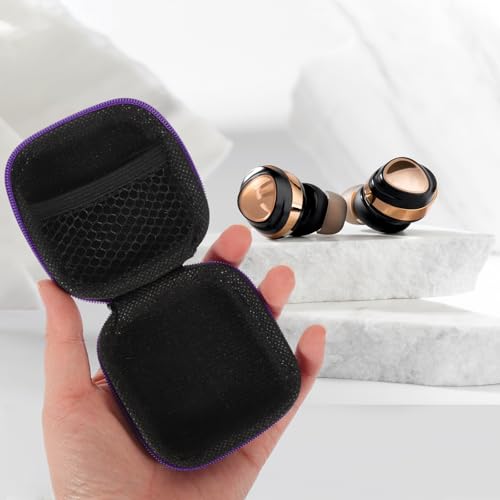 Portable Earbuds Carrying Case with Cable Organizer Bag for Travel, Eva Hard Shell Ear Buds Storage Pouch in Purple, Compatible with Wired Earphones and Chargers
