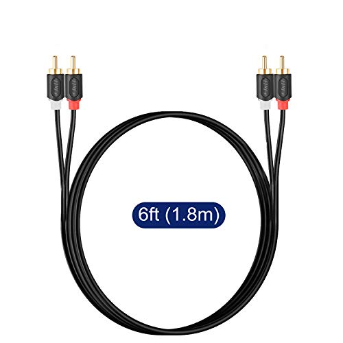 J&D RCA Cable, Gold-Plated Audiowave Series 2RCA Male to Male Stereo Audio Cable for Home Theater, HDTV, Gaming Consoles, Hi-Fi Systems (6 Feet) - size: 6 Feet