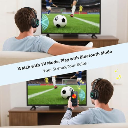 Wireless Headphones for TV Watching, TV Headphones Wireless for Seniors with 3 Audio Modes, Bluetooth Headphone with Transmitter Charging Base, No Delay Over Ear Headset, Gifts for Parents/Elderly