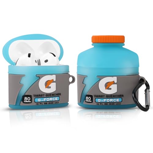 Cute Case for AirPods 4th Generation, for AirPods 4 Wireless Earbuds, XMBYGY Silicone Cartoon Charging Case Shockproof Protective Headphones Cover with Carabiner for Man Woman Teen - color: blueG