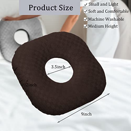 Ear Piercing Pillow with Hole for Cartilage Piercings, CNH Support - color: Dark Brown