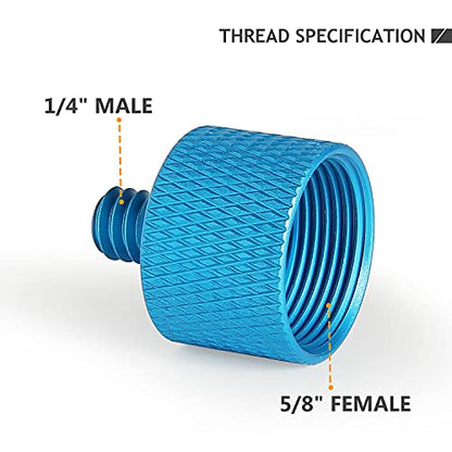 Mic Screw Adapter Thread 5/8 to 1/4 Adapter and 5/8 to 3/8 Adapter Set for Microphone Stand to Tripod and Camera Adapter (Blue)