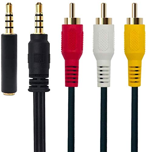 3.5 mm to RCA AV Camcorder Video Cable,3.5mm Male to 3RCA Male Plug Stereo Audio Video AUX Cable Smartphones,MP3, Tablets,Speakers,Home Theater - 3.5mm Straight 2.5m - size: 3.5mm Straight 2.5m