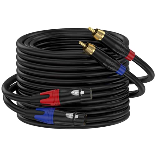 RCA to XLR Cable, Dual RCA Female to Dual XLR Male Cable, 2 RCA Male to 2 XLR Female HiFi Audio Cable, 4N OFC Wire, for Amplifier Mixer Microphone,25Feet - size: 25FT-RCA male to XLR Female