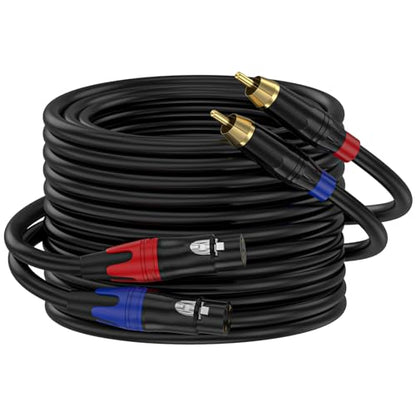 RCA to XLR Cable, Dual RCA Female to Dual XLR Male Cable, 2 RCA Male to 2 XLR Female HiFi Audio Cable, 4N OFC Wire, for Amplifier Mixer Microphone,25Feet - size: 25FT-RCA male to XLR Female