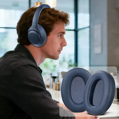 SOULWIT Earpads for Sony WH-XB900N/WH-CH710N/WH-CH720N/WH-RF400/MDR-RF895RK Headphones, Ear Pads Cushions with Soft Protein Leather, High Density Foam - Blue - color: Blue