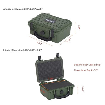 MEIJIA IP67 waterproof hard compact case,Customizable Fit Foam,8.12”x6.56”x 3.56”,Fit Use of Drones, Cameras,Equipments,lens (Green) - color: Green, size: 8.12 x 6.56 x 3.56 inches