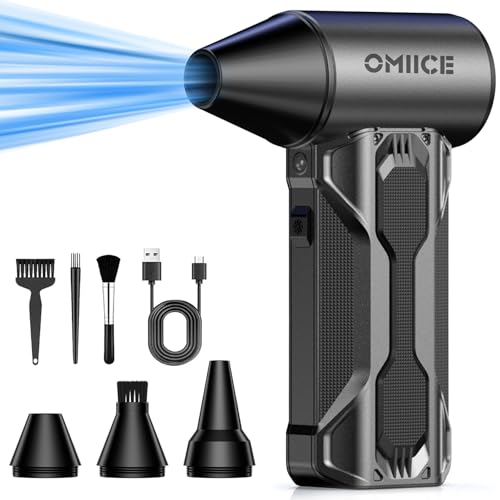 Compressed Air Duster, 150000RPM Electric Air Duster with 3 Gear Speed Adjustable, Rechargeable Cordless Dust Cleaner with Brush/Lighting for Keyboard, PC, Car, Outdoor, Air Bed