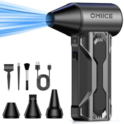 Compressed Air Duster, 150000RPM Electric Air Duster with 3 Gear Speed Adjustable, Rechargeable Cordless Dust Cleaner with Brush/Lighting for Keyboard, PC, Car, Outdoor, Air Bed